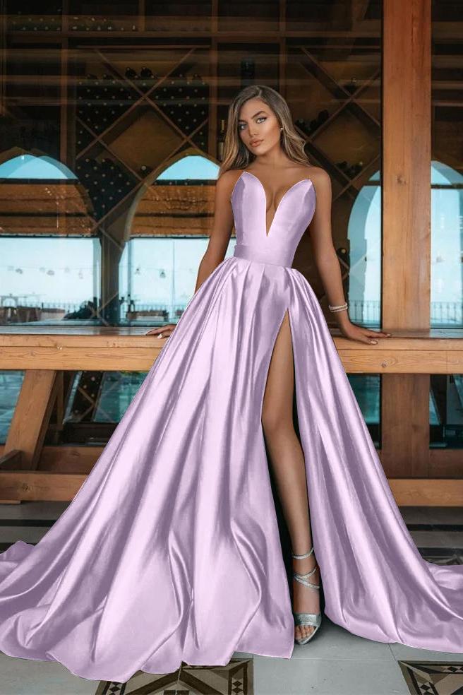 Green A Line Prom Dress Sleeveless Sweetheart Satin Formal Dress