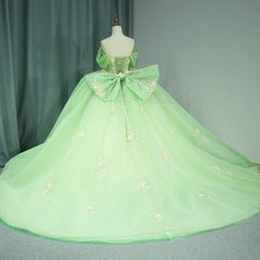 Green Quinceanera Dress Appliques Bridal Gown Party Bow Bride Dress Ball Gown Dress