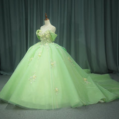 Green Quinceanera Dress Appliques Bridal Gown Party Bow Bride Dress Ball Gown Dress