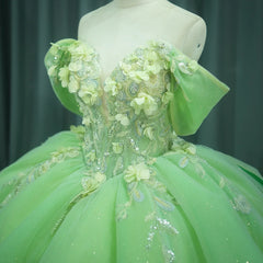 Green Quinceanera Dress Appliques Bridal Gown Party Bow Bride Dress Ball Gown Dress