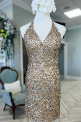 Green Homecoming Dress Sequin Backless Tight Short Prom Dress
