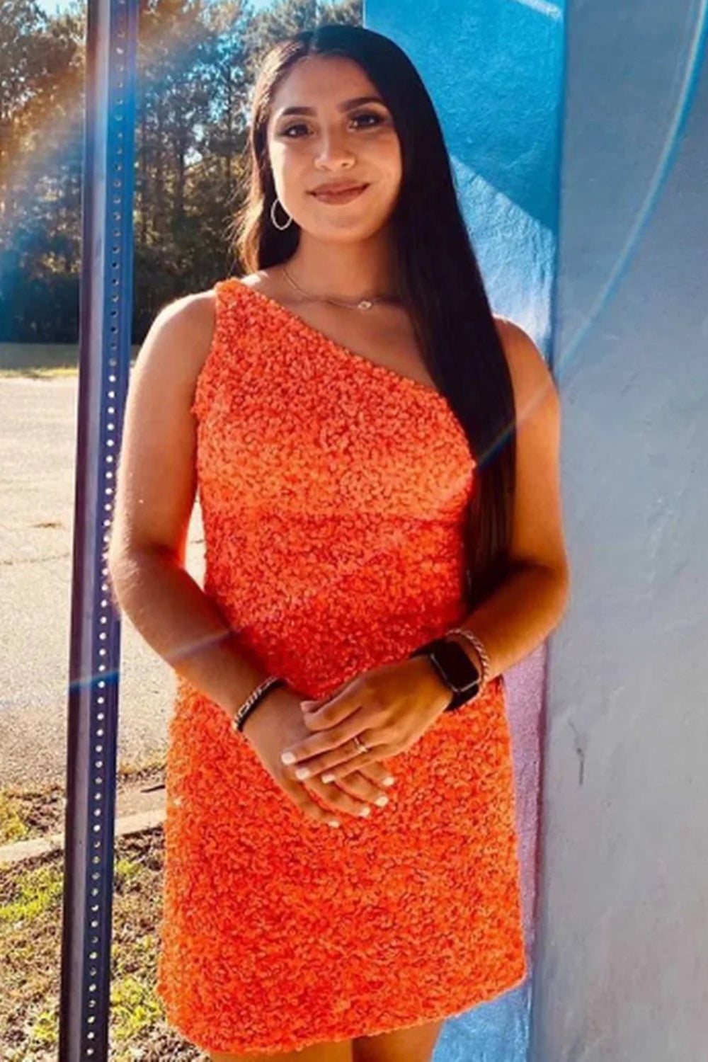 Green Homecoming Dress Sequin One Shoulder Tight Cocktail Party Dresses