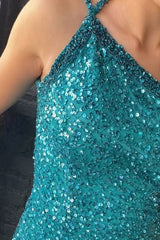 Green Homecoming Dress Spaghetti Straps Backless Tight Short Prom Dress