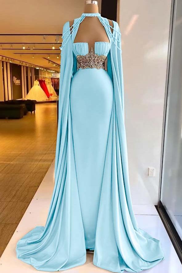 Green Mermaid Prom Dress Halter Neck Beaded Formal Dress