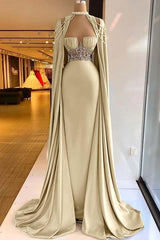 Green Mermaid Prom Dress Halter Neck Beaded Formal Dress