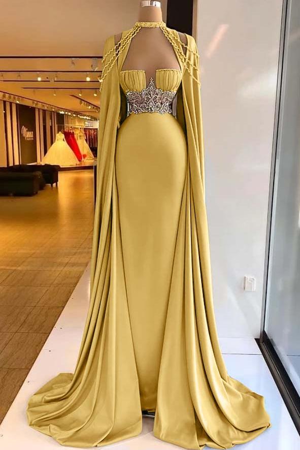 Green Mermaid Prom Dress Halter Neck Beaded Formal Dress