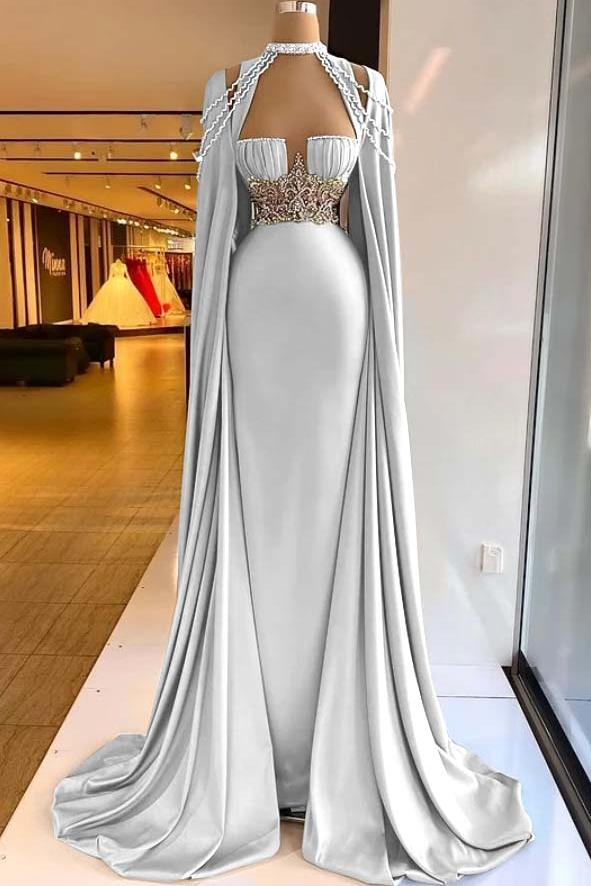 Green Mermaid Prom Dress Halter Neck Beaded Formal Dress