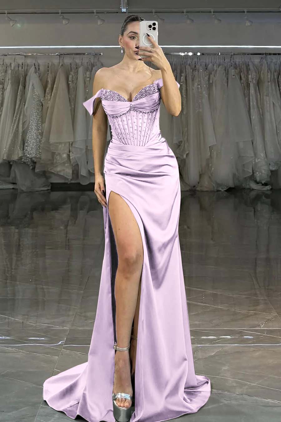 Green Mermaid Prom Dress Off the Shoulder Sequined Formal Dress