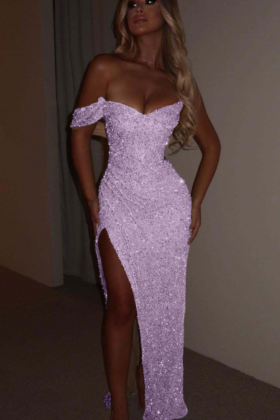 Green Mermaid Prom Dress One Shoulder Sequined Formal Dress