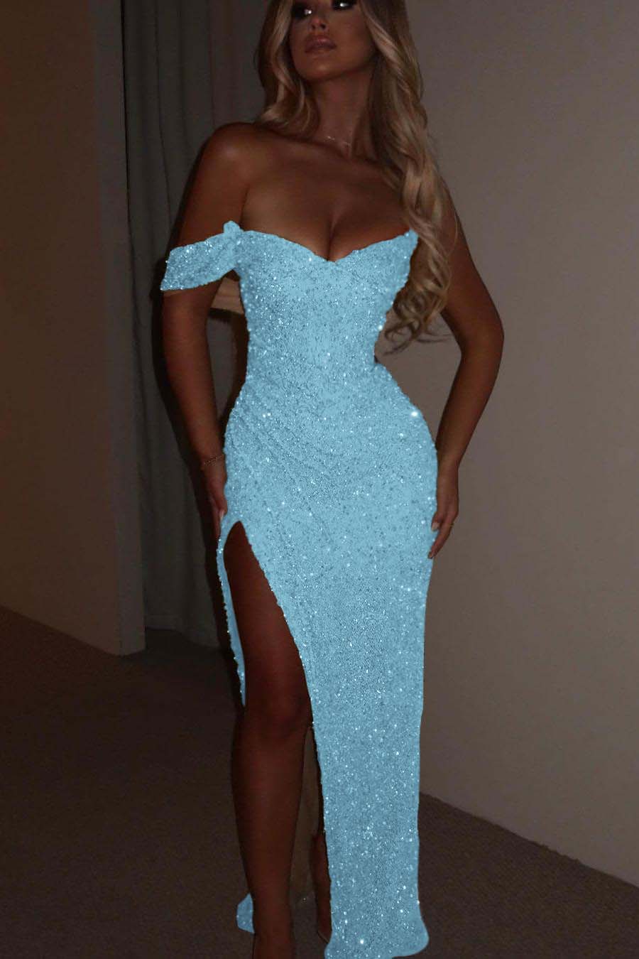 Green Mermaid Prom Dress One Shoulder Sequined Formal Dress