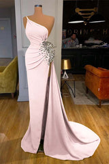 Green Mermaid Prom Dress Sleeveless One Shoulder Beaded Formal Dress