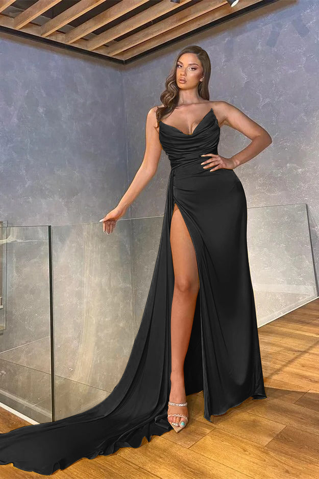 Green Mermaid Prom Dress Sleeveless Strapless Satin Formal Dress