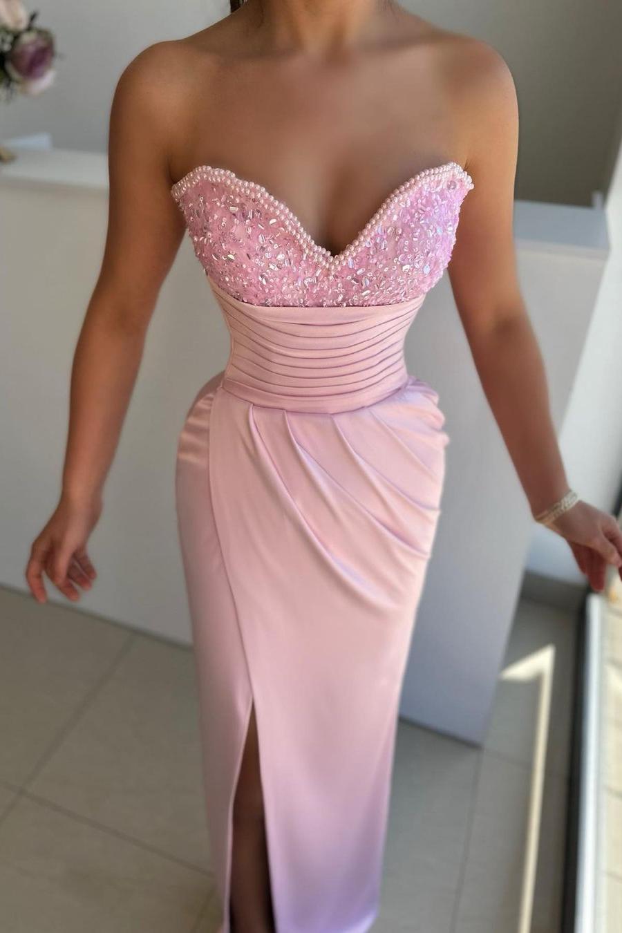 Green Mermaid Prom Dress Sleeveless Sweetheart Beaded Formal Dress