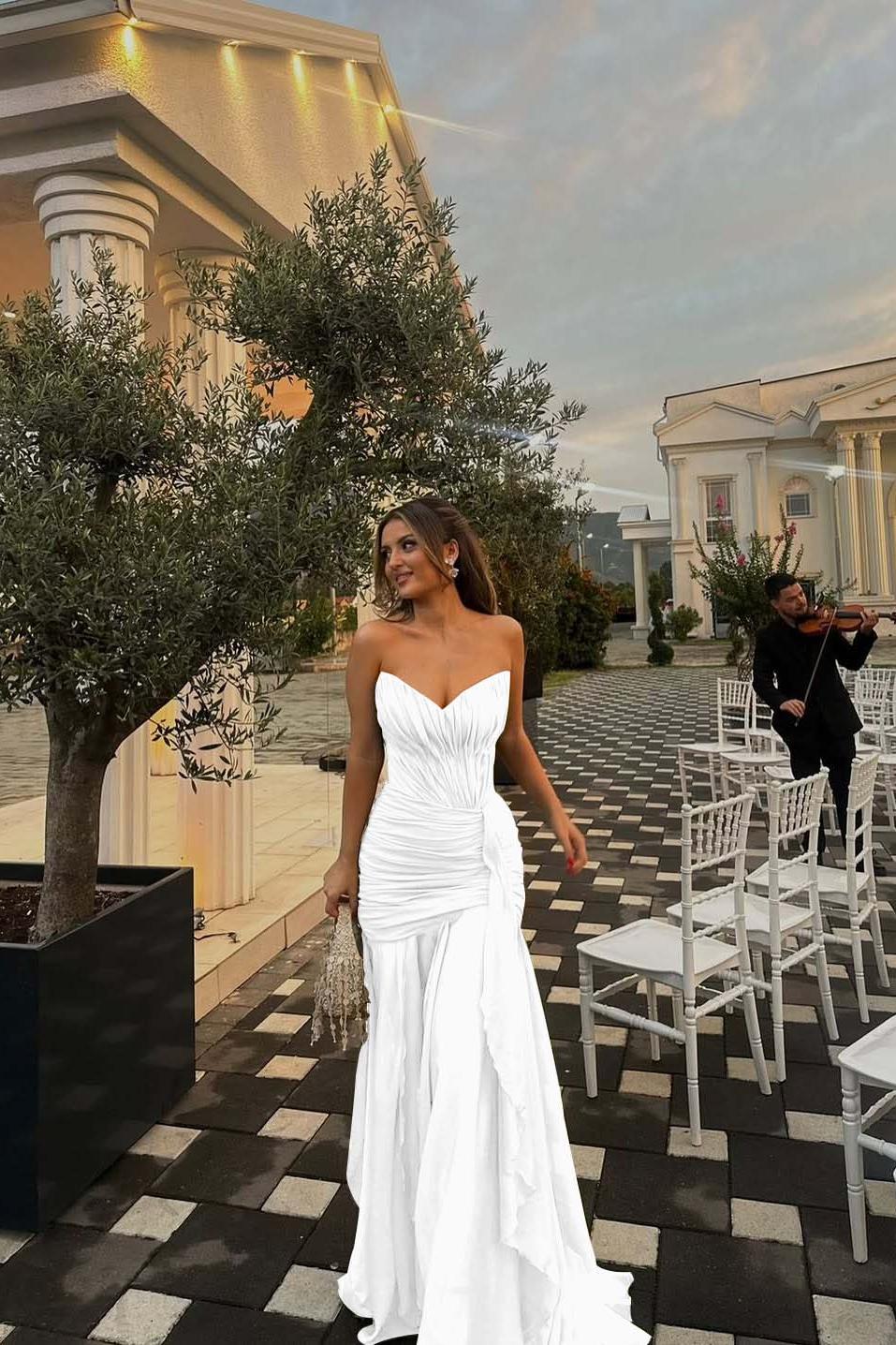 Green Mermaid Prom Dress Sleeveless Sweetheart Ruffled Formal Dress