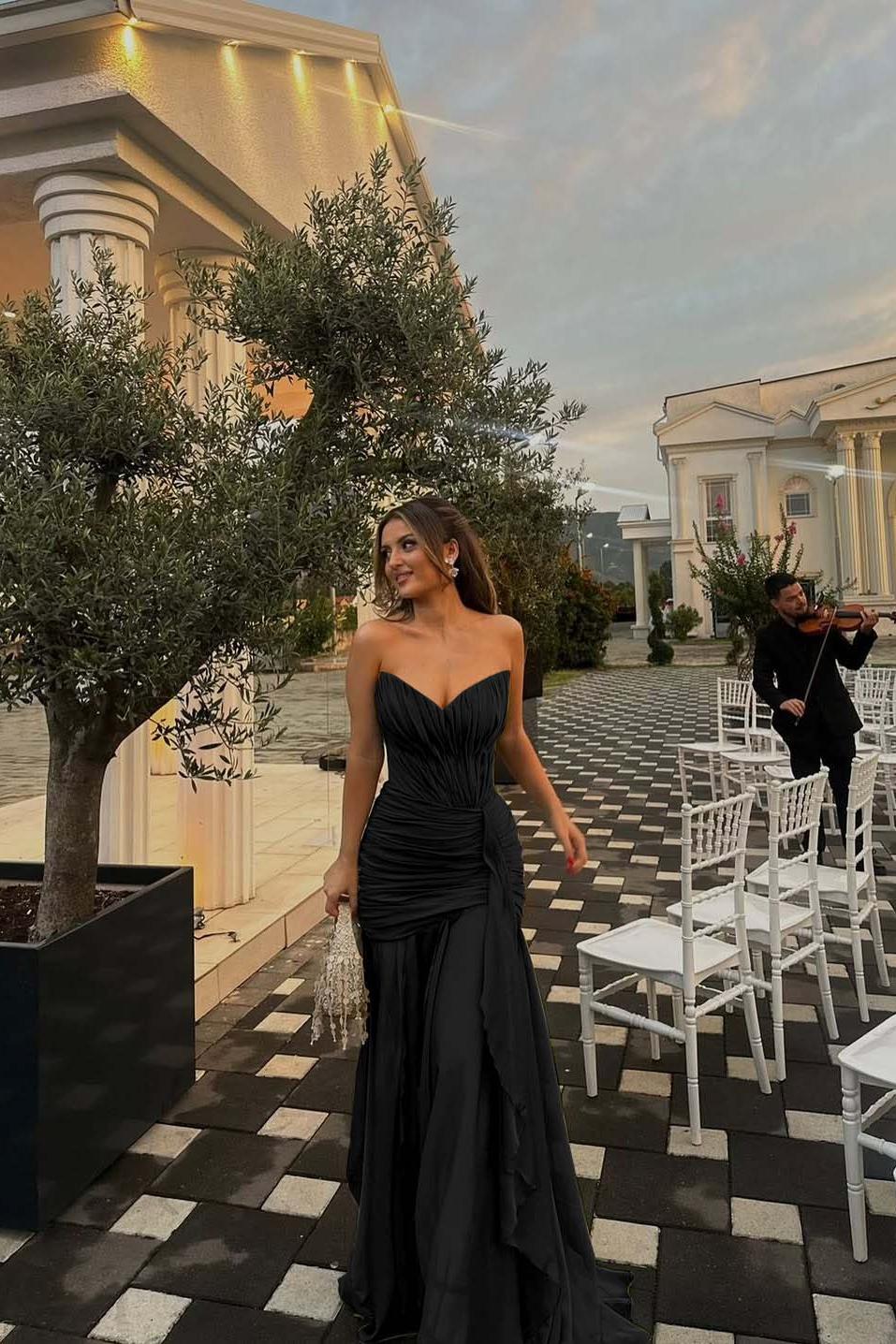 Green Mermaid Prom Dress Sleeveless Sweetheart Ruffled Formal Dress