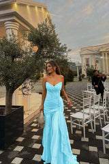 Green Mermaid Prom Dress Sleeveless Sweetheart Ruffled Formal Dress