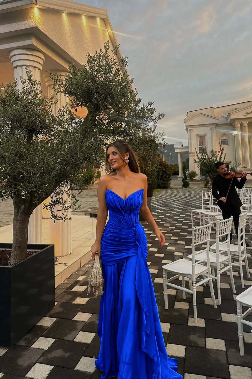 Green Mermaid Prom Dress Sleeveless Sweetheart Ruffled Formal Dress