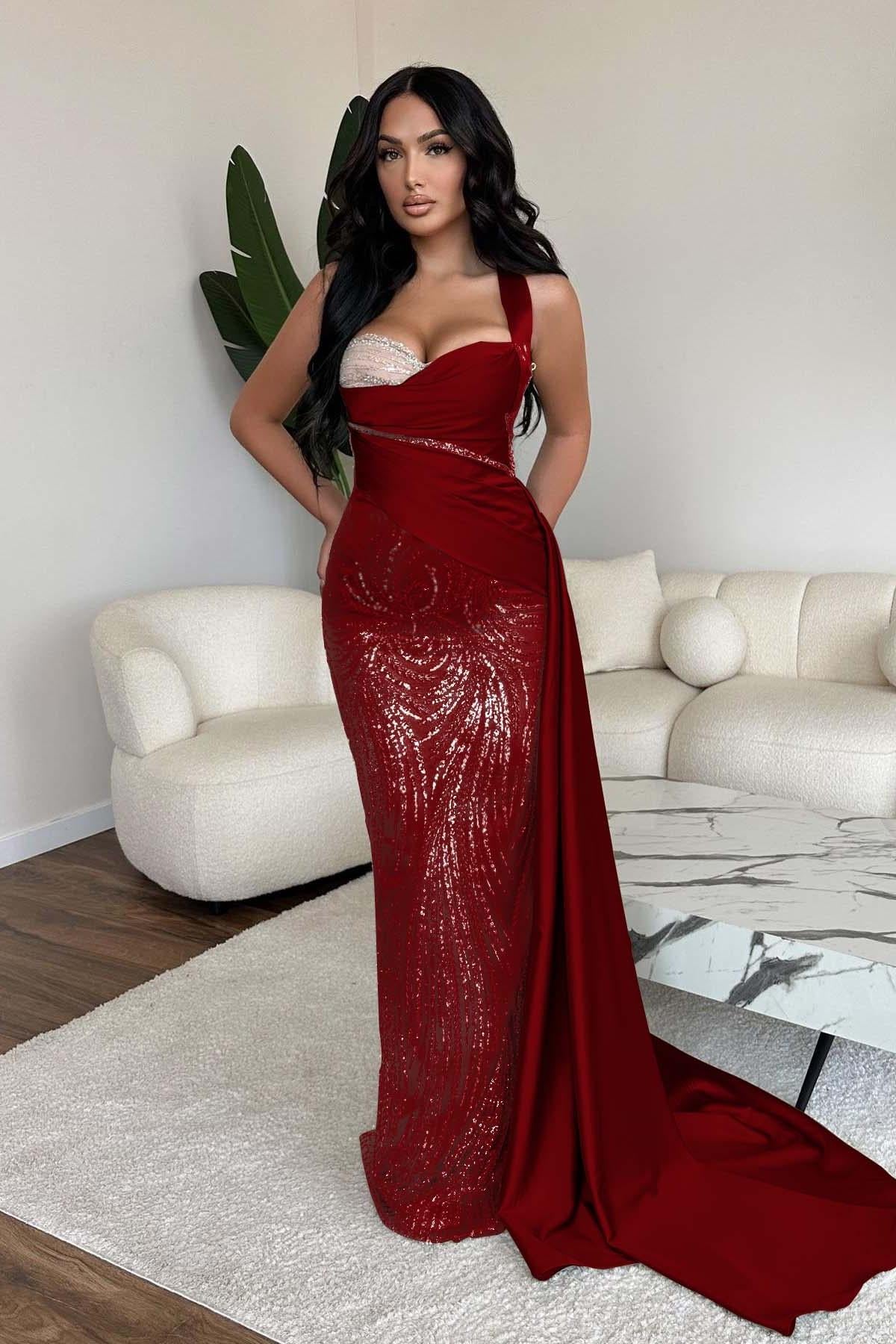 Green Mermaid Prom Dress Sweetheart Sequined Formal Dress