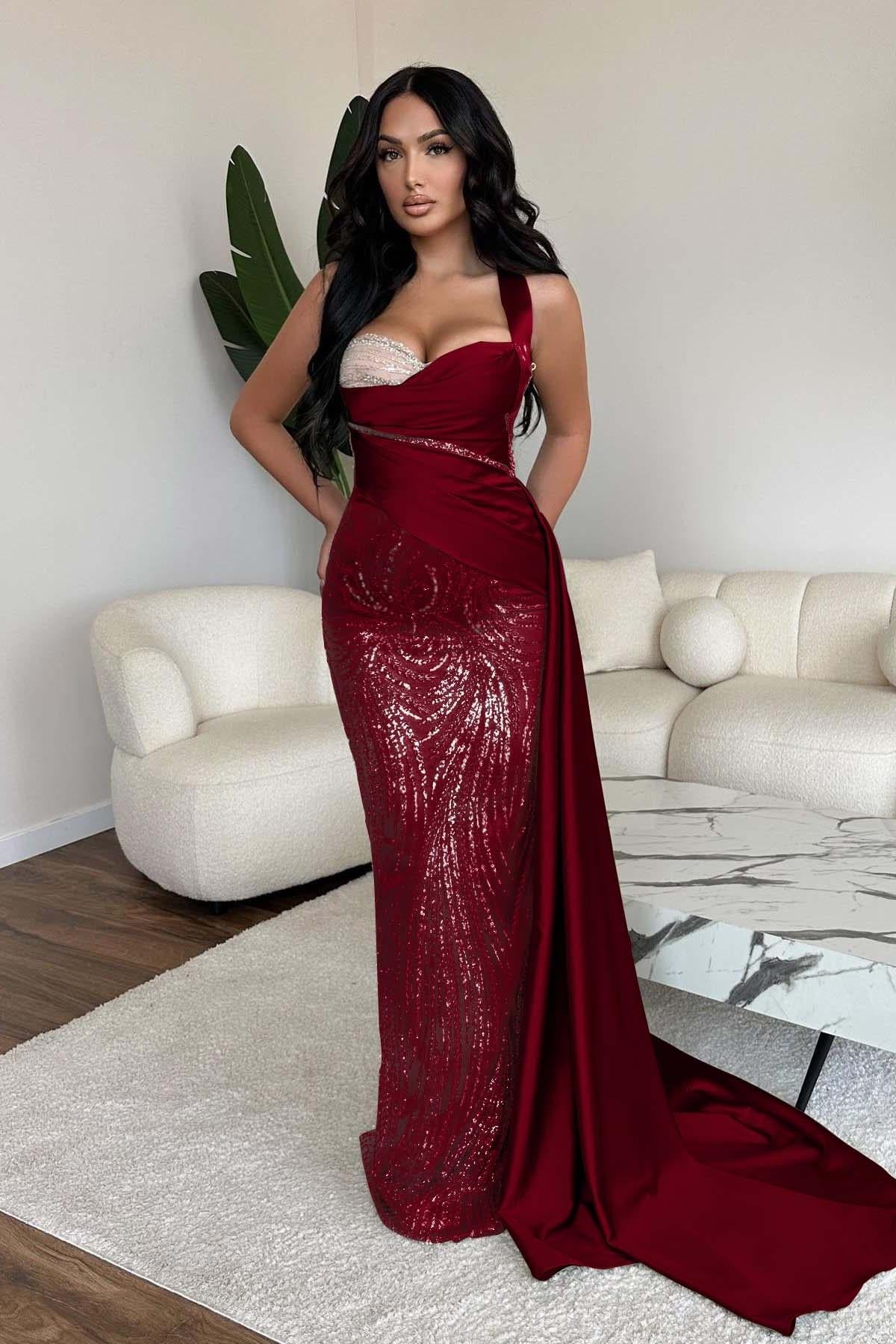 Green Mermaid Prom Dress Sweetheart Sequined Formal Dress