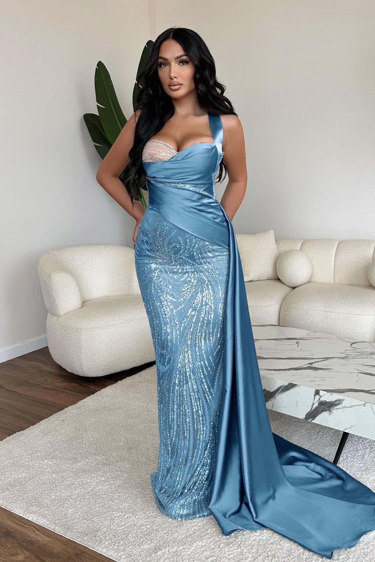 Green Mermaid Prom Dress Sweetheart Sequined Formal Dress