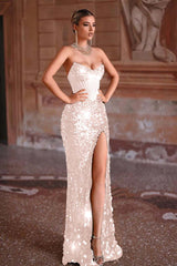 Green Prom Dress Mermaid Sweetheart Sleeveless Sequined Formal Dress