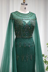 Green Sheath/Column Prom Dress Beaded Formal Dress