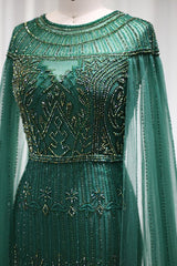 Green Sheath/Column Prom Dress Beaded Formal Dress