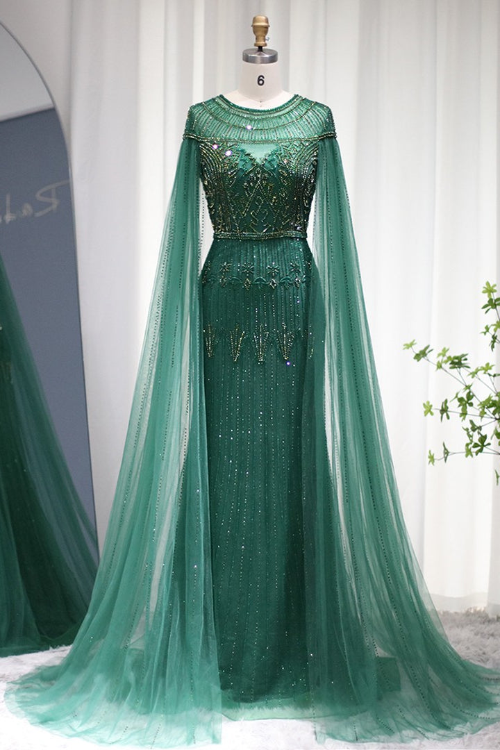Green Sheath/Column Prom Dress Beaded Formal Dress