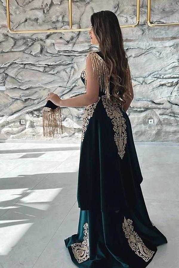 Dreamyannie Women Green Velvet Christmas Dress V Neck Formal Dress with Lace Appliques Dreamyannie Women Green Velvet Christmas Dress V Neck Formal Dress with Lace Appliques