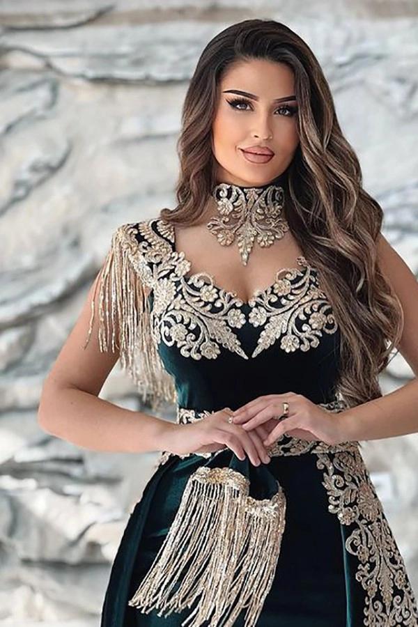 Dreamyannie Women Green Velvet Christmas Dress V Neck Formal Dress with Lace Appliques Dreamyannie Women Green Velvet Christmas Dress V Neck Formal Dress with Lace Appliques