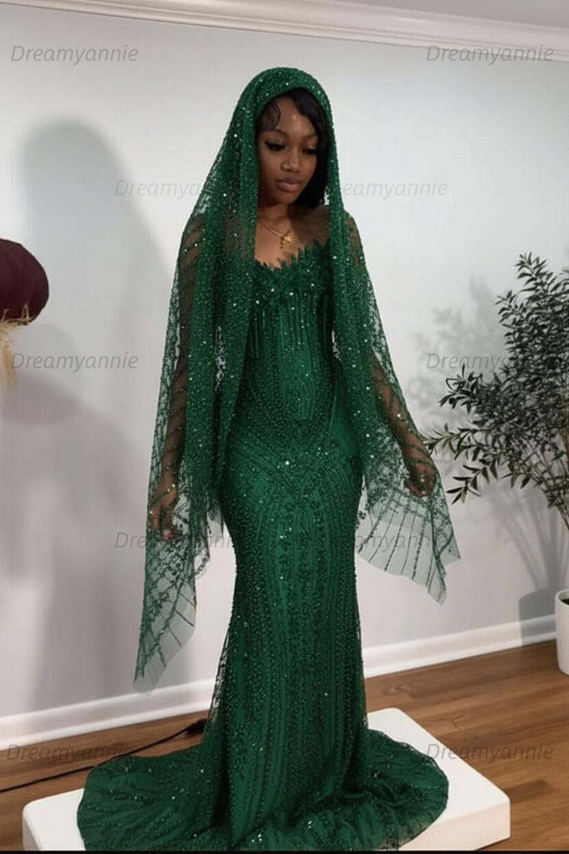Dreamyannie Sweetheart Prom Dress Mermaid Stunning Evening Dress with Beadings