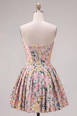 Grey Corset Jacquard A-Line Short Homecoming Dress with Bow
