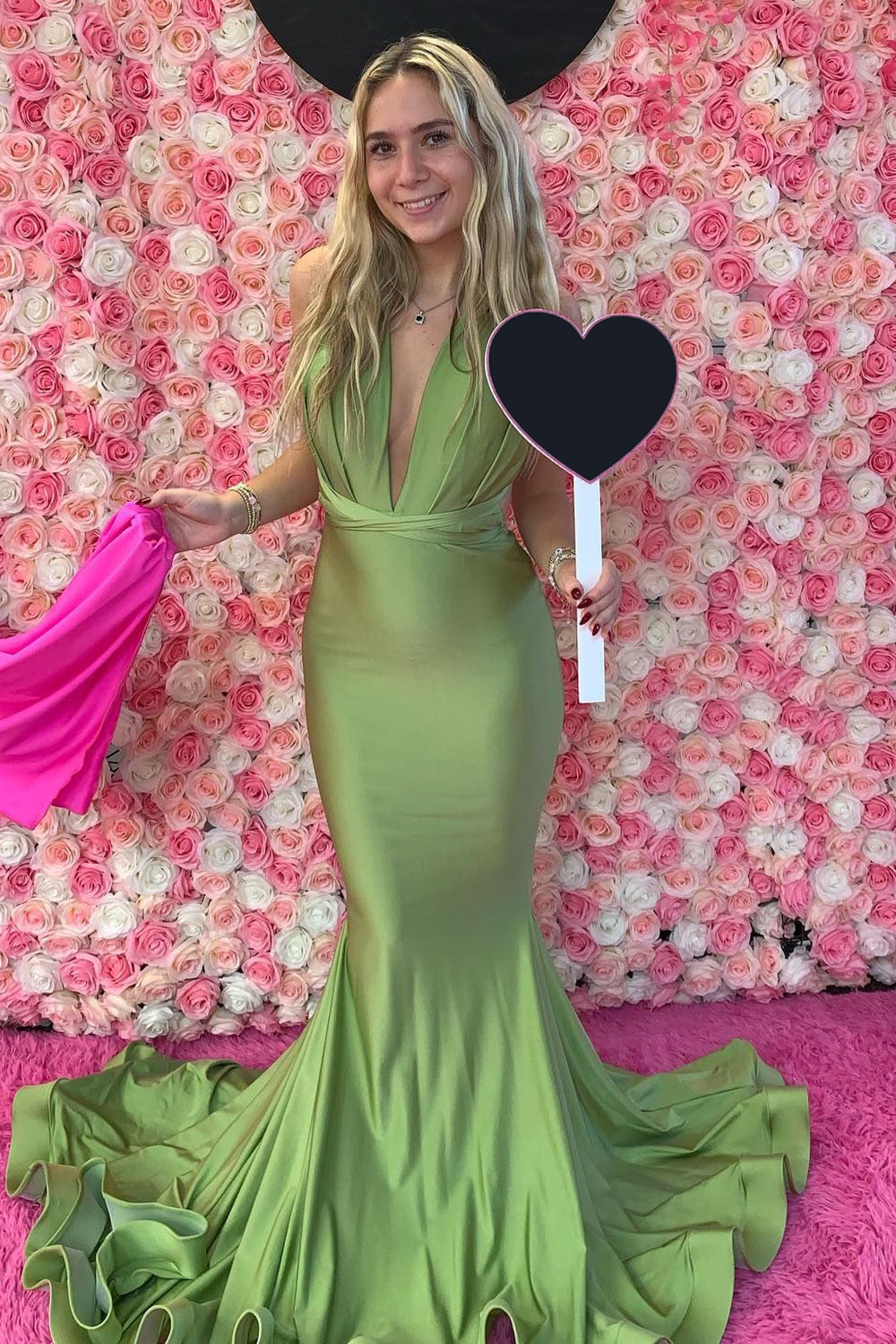 Grey Green Evening Dress Halter Neck Mermaid Long Prom Dress