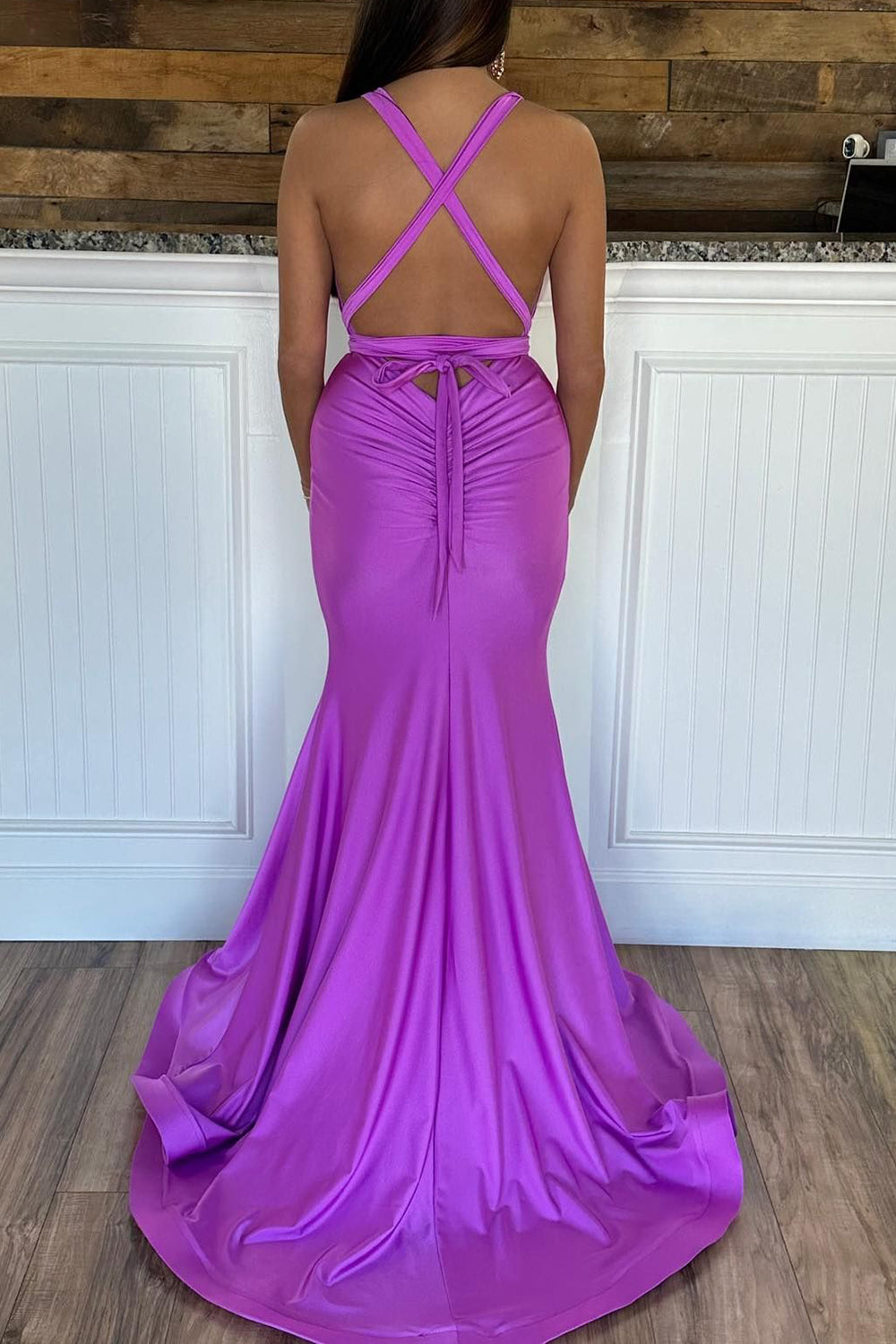 Grey Green Evening Dress Halter Neck Mermaid Long Prom Dress