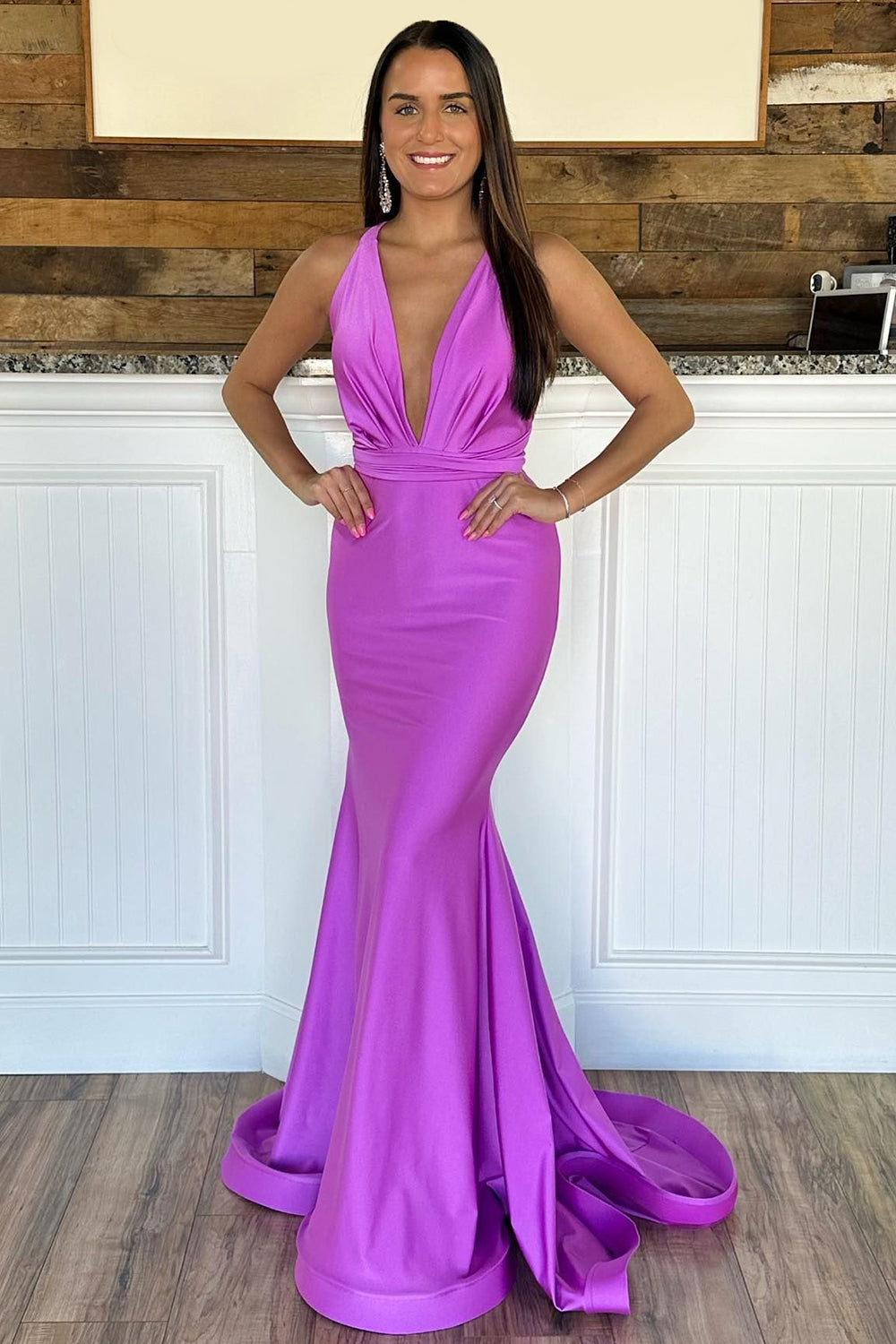 Grey Green Evening Dress Halter Neck Mermaid Long Prom Dress