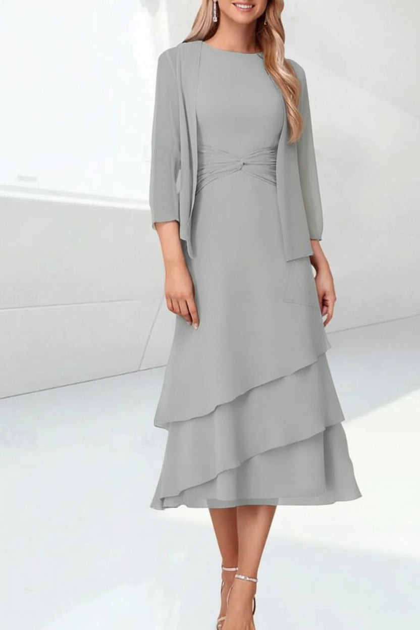 Mint Green Mother of the Bride Dress Chiffon Two Piece Wedding Guest Dress