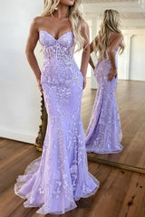 Purple Sweetheart Mermaid Prom Dress With Appliques