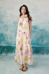 Halter Floral Sleeveless Boho Maxi Summer Holiday Dress