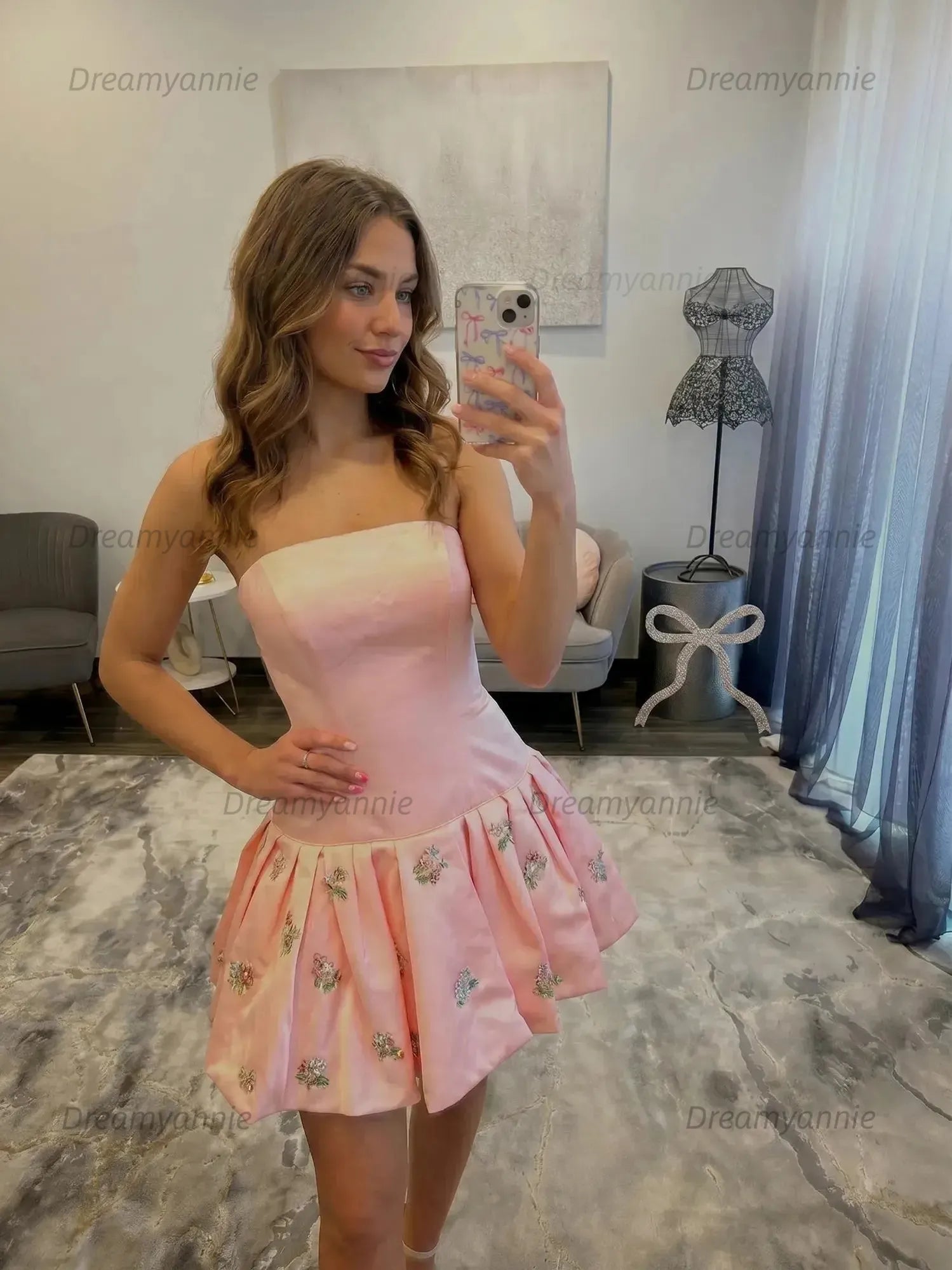 Halter Pearl Beaded Tiered Homecoming Dresses Mini Cocktail Dresses