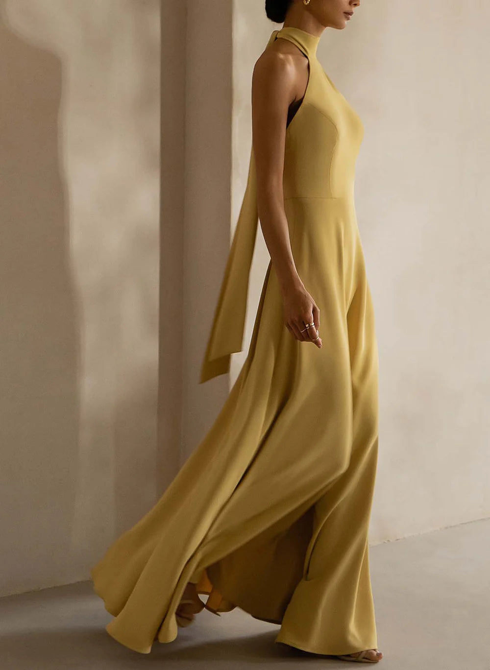 High Neck Halter Wedding Guest Dresses Backless Formal Bridesmaid Dress