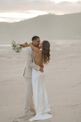 High Neck Beach Wedding Dress Mermaid Backless Boho Bridal Gown