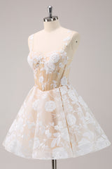 Homecoming Dress Corset A-Line Floral Short Prom Dress