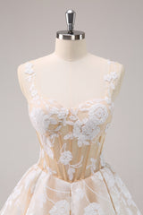 Homecoming Dress Corset A-Line Floral Short Prom Dress