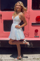 Homecoming Dress Sequin A-Line Short Prom Dress