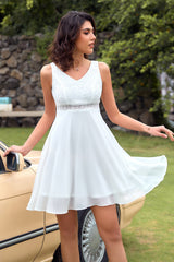 Homecoming Dress Short Lace Chiffon Graduation Dress