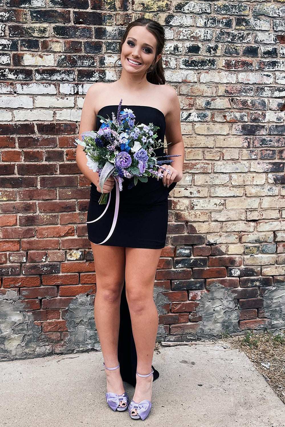 Homecoming Dress Strapless Tight Short Cocktail Dresses with Bowknot