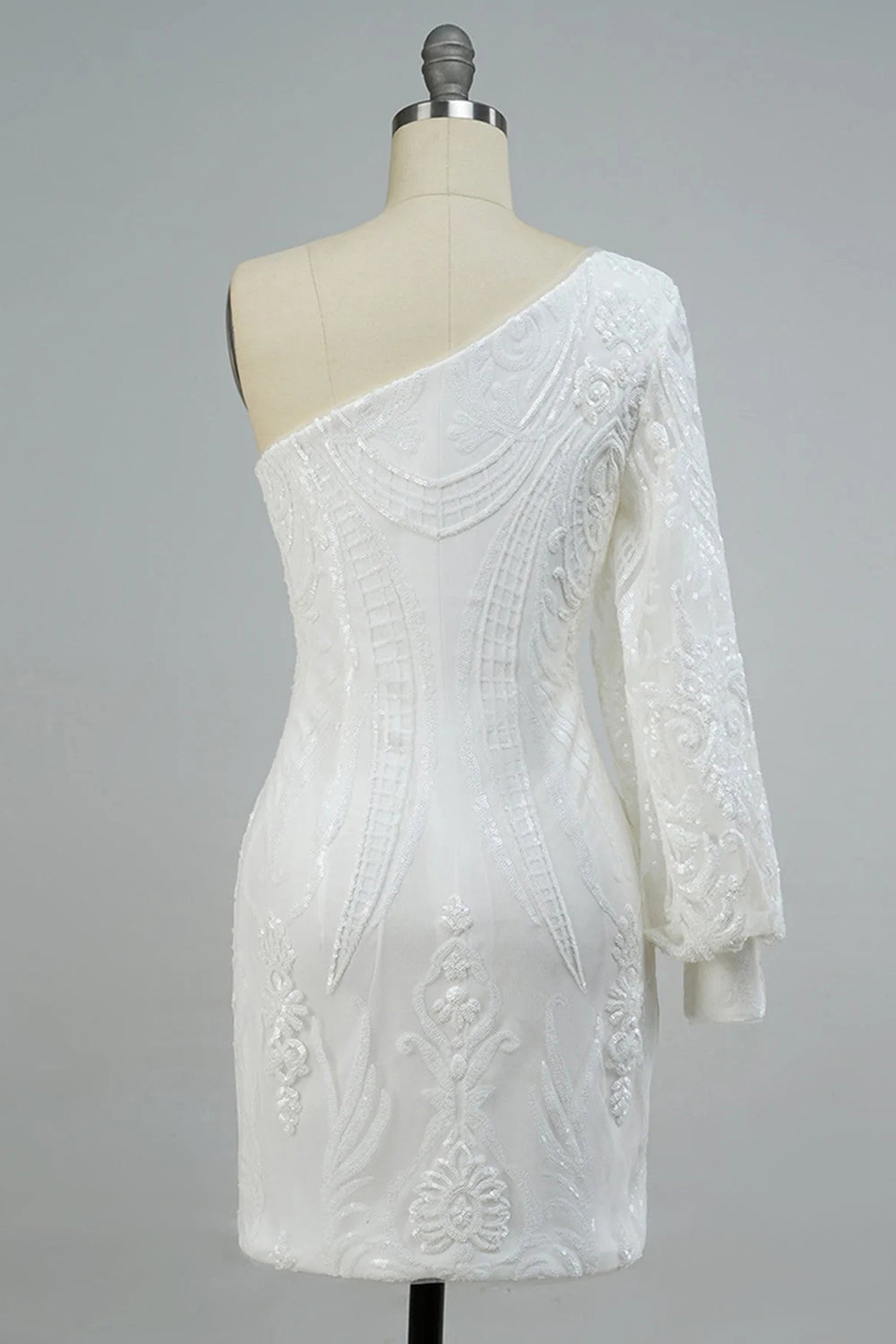 Hot Pink Homecoming Dress Beaded Sequin One Shoulder Tight Prom Dress