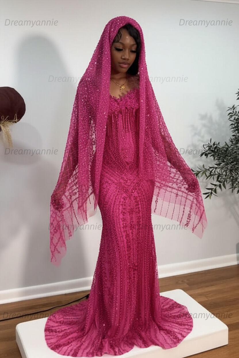 Dreamyannie Sweetheart Prom Dress Mermaid Stunning Evening Dress with Beadings