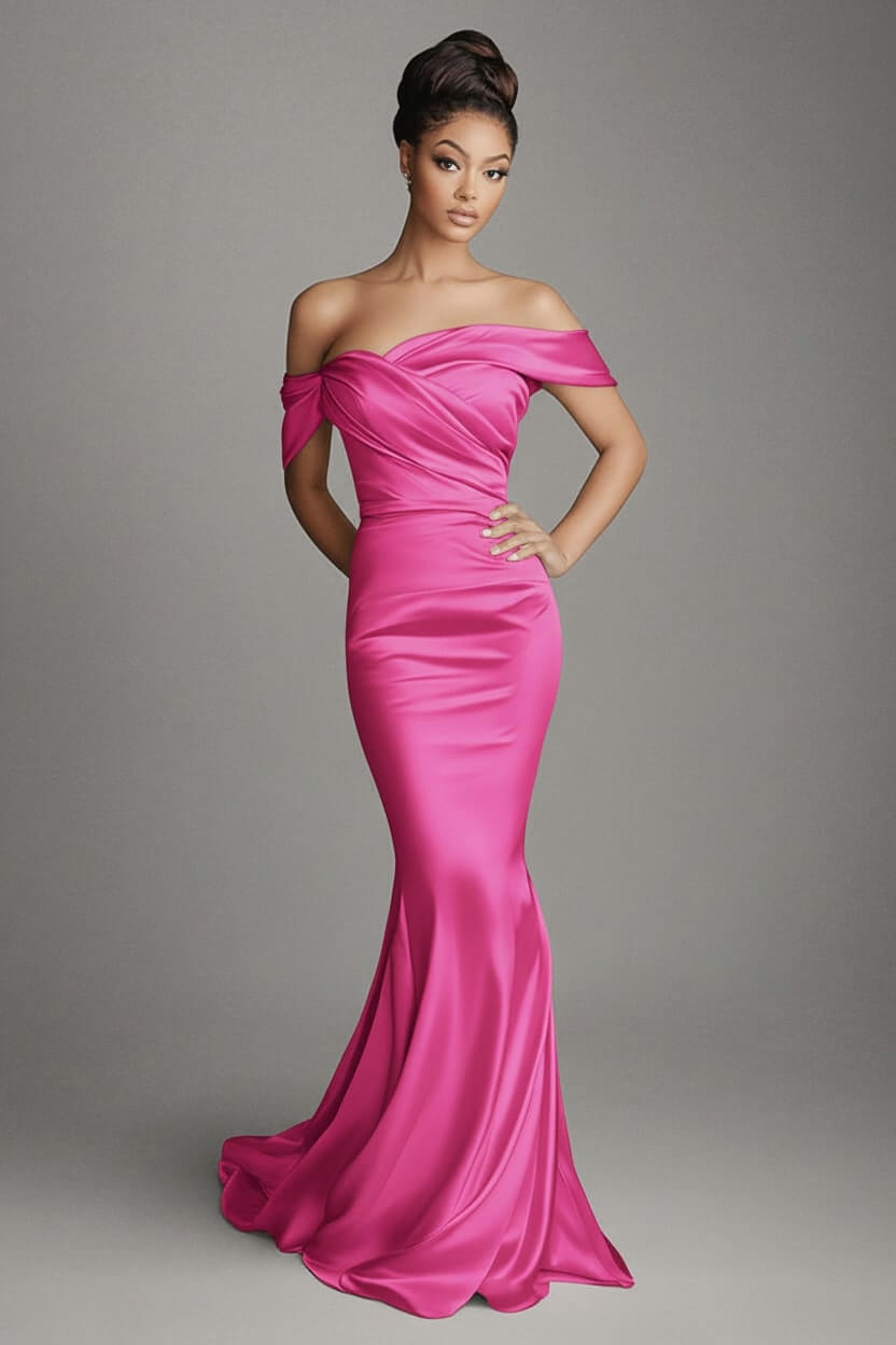 Dreamyannie Champagne Wedding Guest Dress Satin Sheath Long Formal Dress