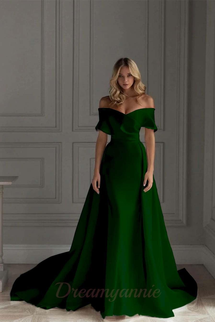 Ivory A Line Wedding Dress Off the Shoulder Bridal Dress with Panel Train